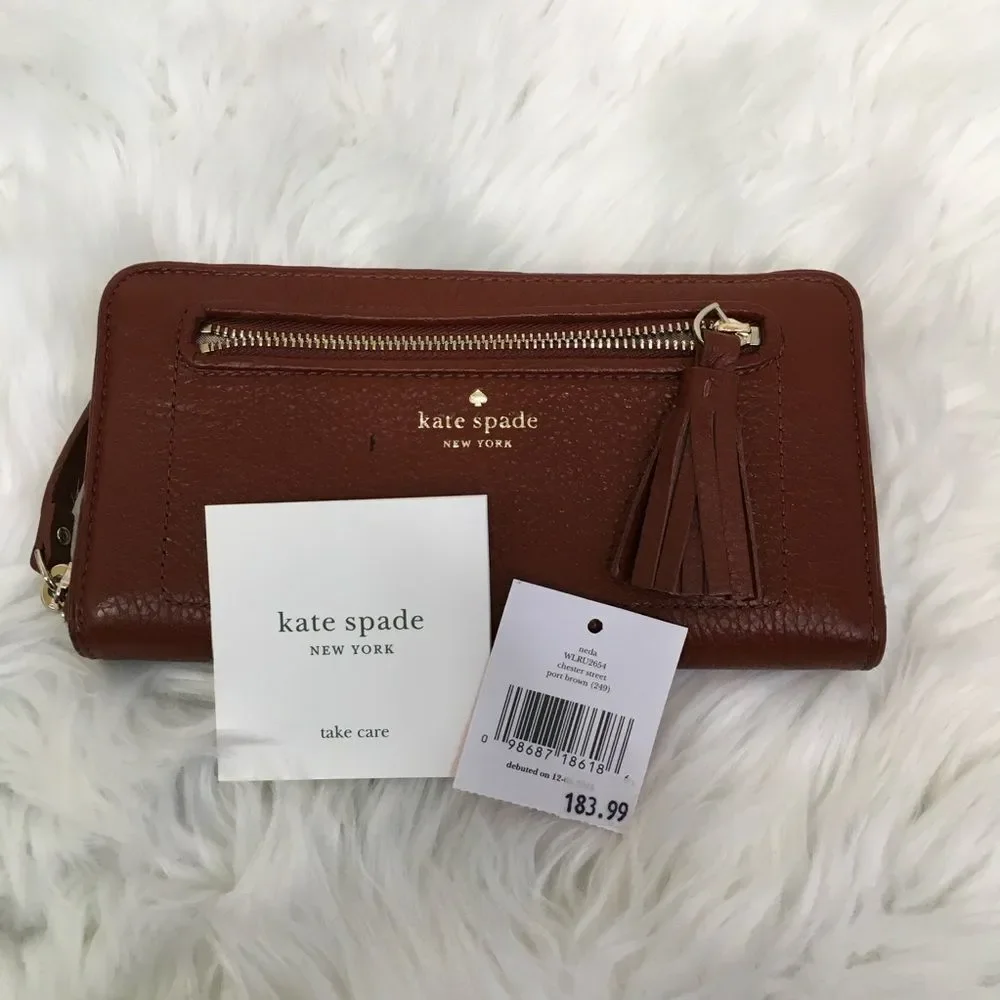 NEW Kate Spade Maroon Chester Street Neda Leather Wallet